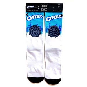 Odd Sox Oreo Cookie Crew Socks Mens Womens Milk and Cookies Fun Gift Blue White